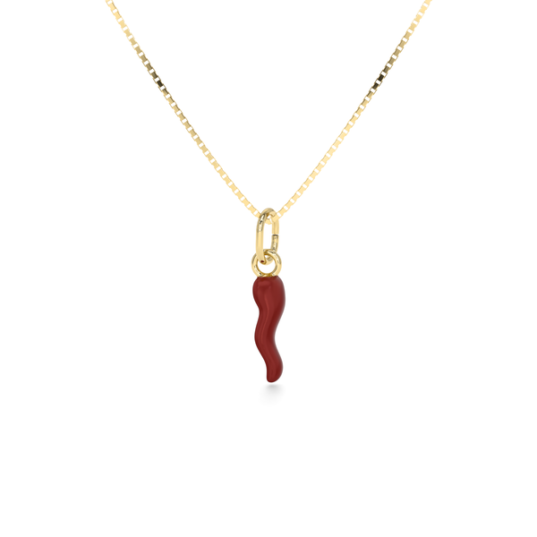 Collana Cornetto Portafortuna Rosso Scuro Dorato
