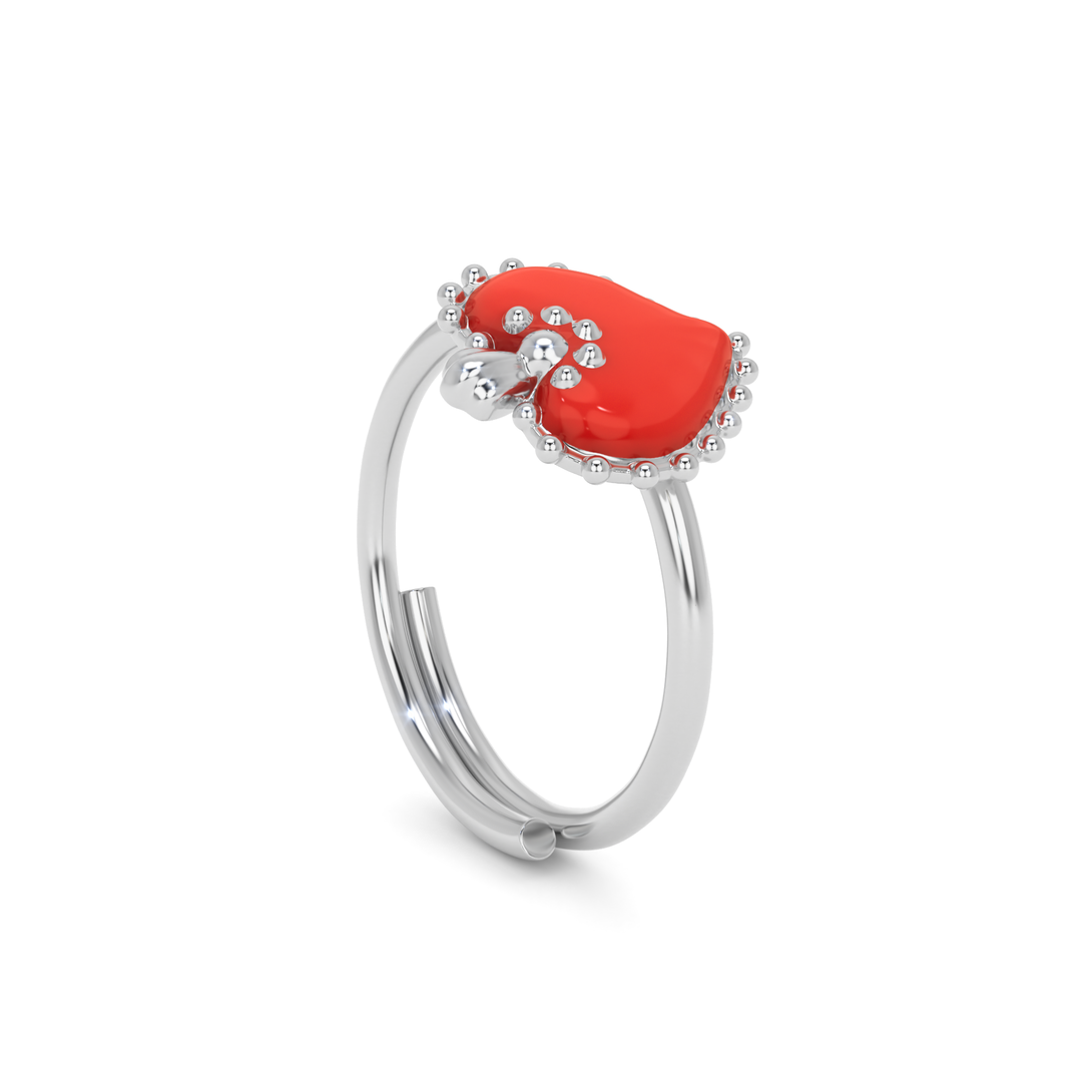 Anello con ciondolo a forma di cuore di Gesù, in argento Sterling 925 Anello con ciondolo a forma di cuore di Gesù, in argento Sterling 925