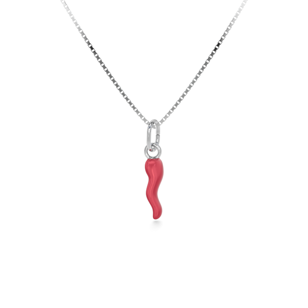 Collana Cornetto Portafortuna Rosa Fluo Argento