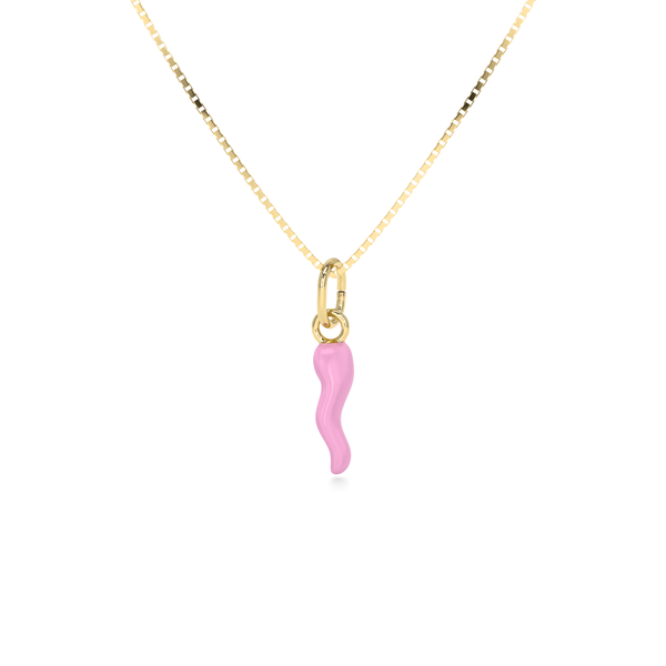 Collana Cornetto Portafortuna Rosa Dorato