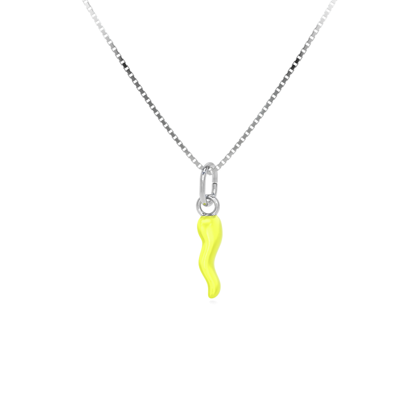 Collana Cornetto Portafortuna Giallo Fluo Argento