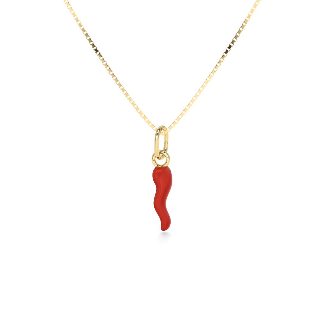 Collana Donna Cornetto Rosso Portafortuna Argento 925 e Pietre, varianti bagnate in Oro Rosa/Giallo, collana con portafortuna pendente. Lunghezza 47 cm (Argento/Rosso Collana Donna Cornetto Rosso Portafortuna Argento 925 e Pietre, varianti bagnate in Oro Rosa/Giallo, collana con portafortuna pendente. Lunghezza 47 cm (Argento/Rosso