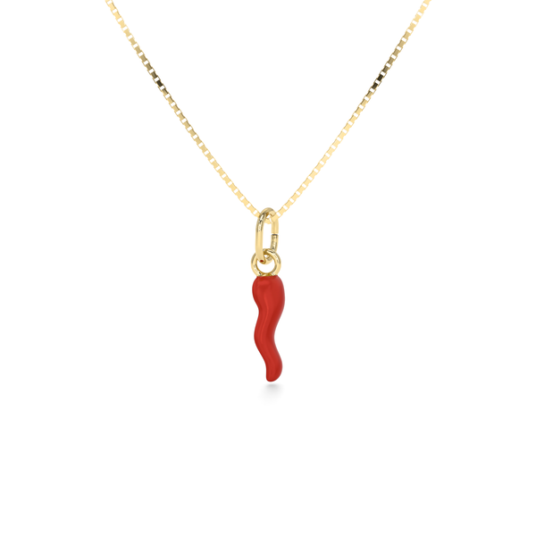 Collana Cornetto Portafortuna Rosso Dorato