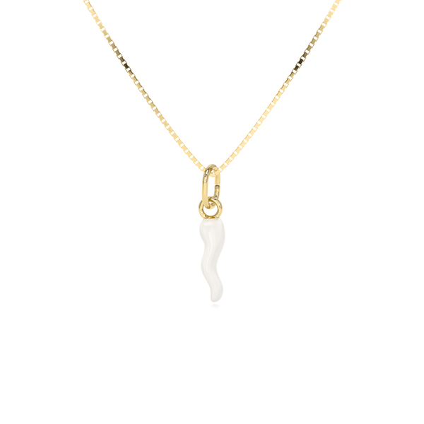 Collana Cornetto Portafortuna Bianco Dorato