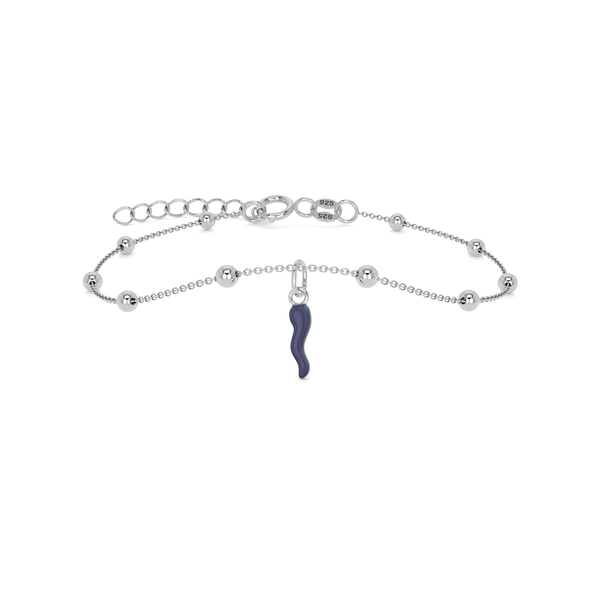 Bracciale Cornetto Portafortuna Viola Argento Regolabile