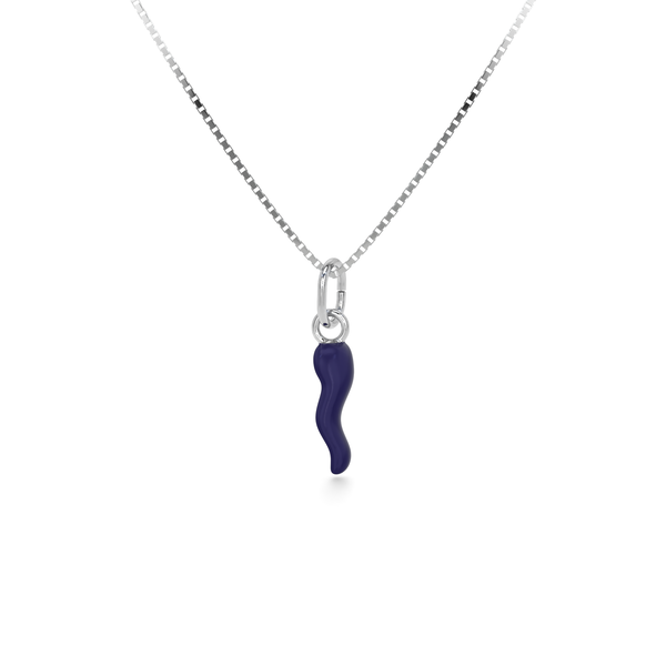 Collana Cornetto Portafortuna Viola Argento