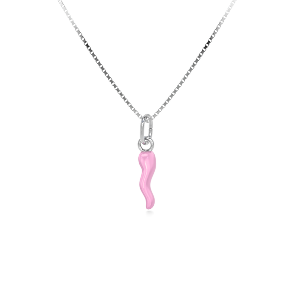 Collana Cornetto Portafortuna Rosa Argento