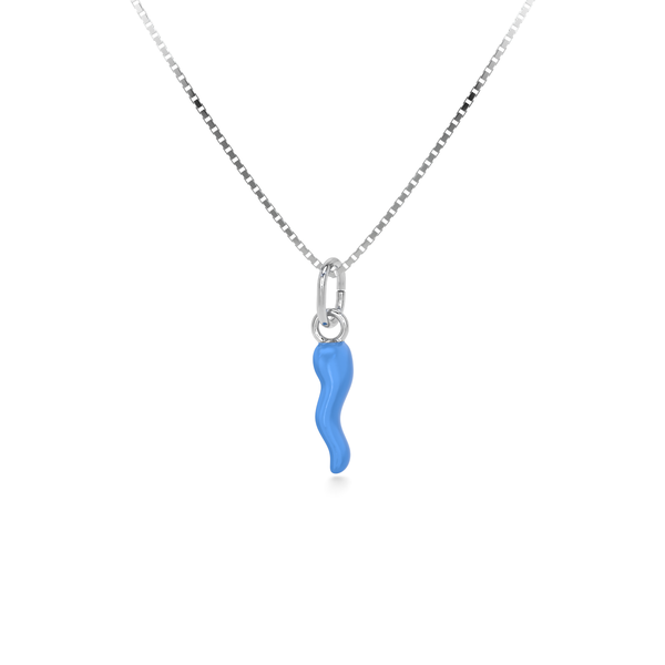 Collana Cornetto Portafortuna Azzurro Argento
